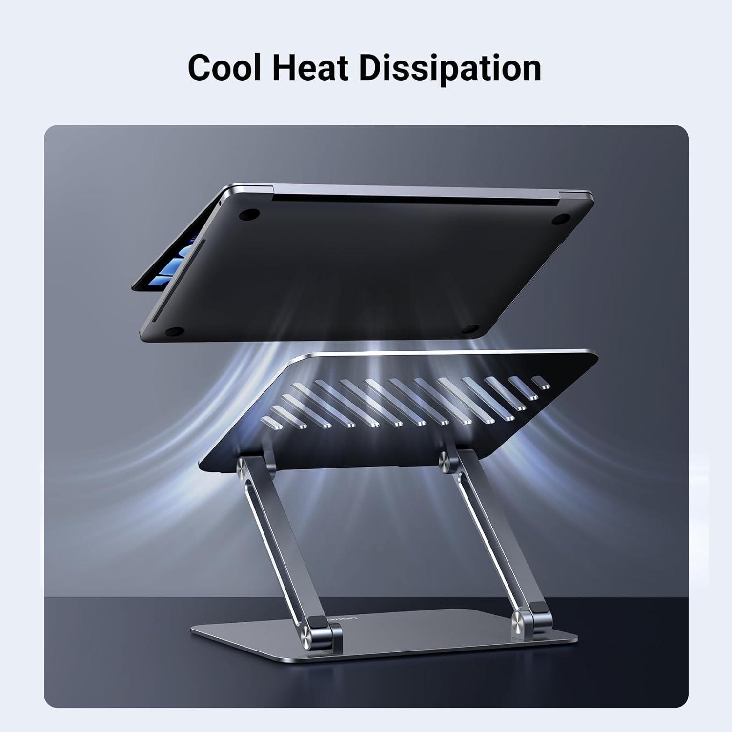 Підставка для ноутбуку UGREEN металева складана алюмінієва до 17.3'' Сірий (90772) - фото 4