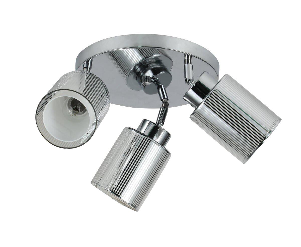 Люстра потолочная Light House SRS-20884/3 плафон белый/прозрачный с полосками Хром