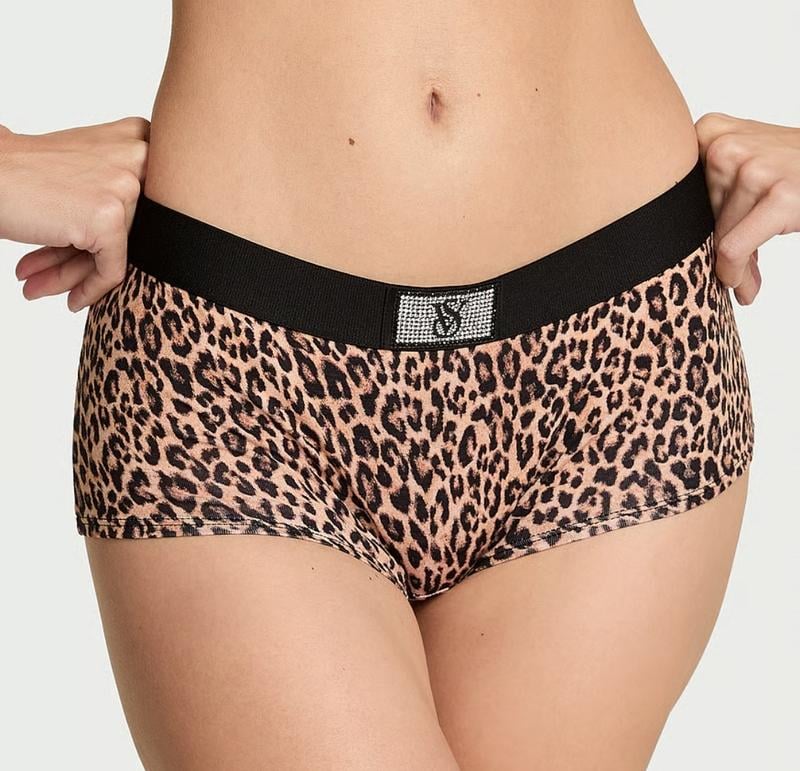 Трусики-шортики женские Victoria's Secret с логотипом и блестящими нашивками в полоску L Розовый (27204586)