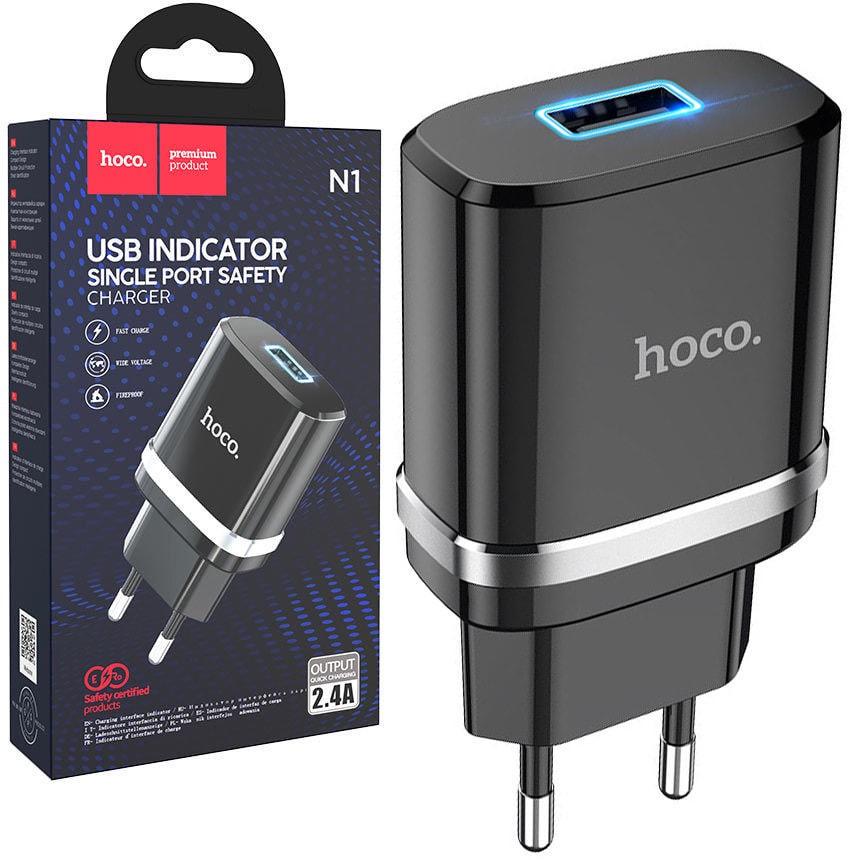Пристрій зарядний Hoco N1 1 USB 2,4A Black (36799)