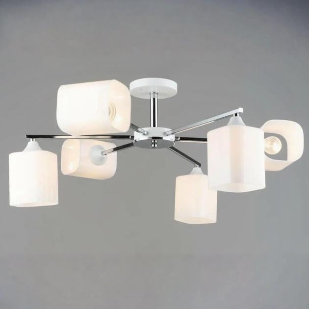 Люстра потолочная Sirius B A4183/6 CH+WT на шесть стеклянных плафонов под лампу Е27 IP20 Белый/Хром (00000139945)