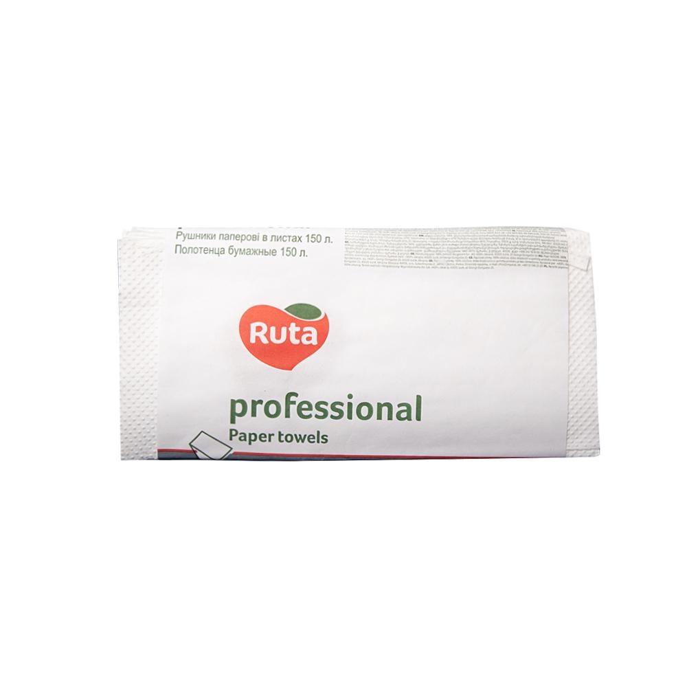 Рушники паперові Ruta Professional V-укладка целюлозна 230х240 мм 150 шт.