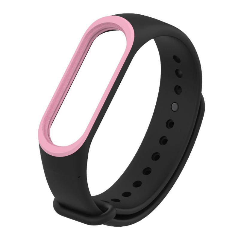 Ремешок для смарт-часов Xiaomi Mi Band 4/3 MiJobs силиконовый с рамкой Черный/Розовый (1644P)