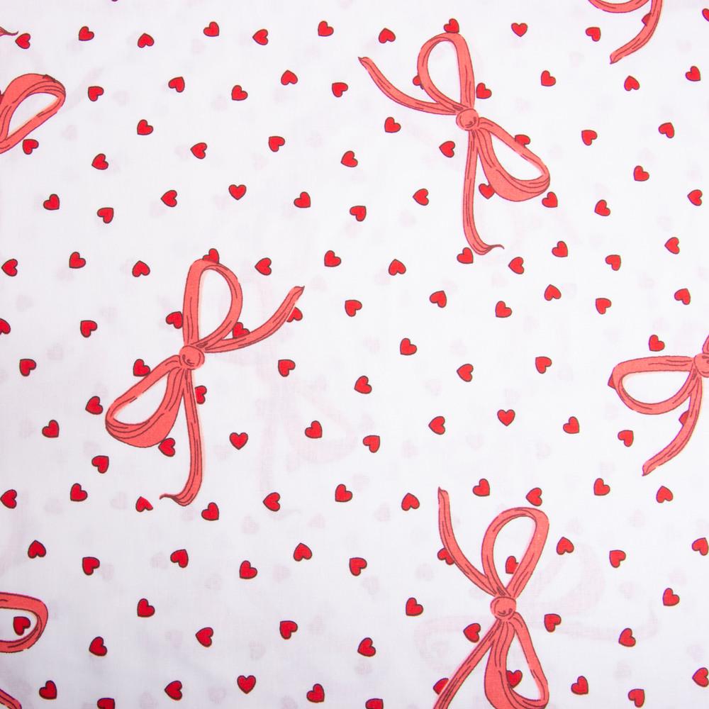 Ткань бязь ранфорс для постельного белья Бантик/Сердечко 130 гр/м2 240 см (5,29409/1)