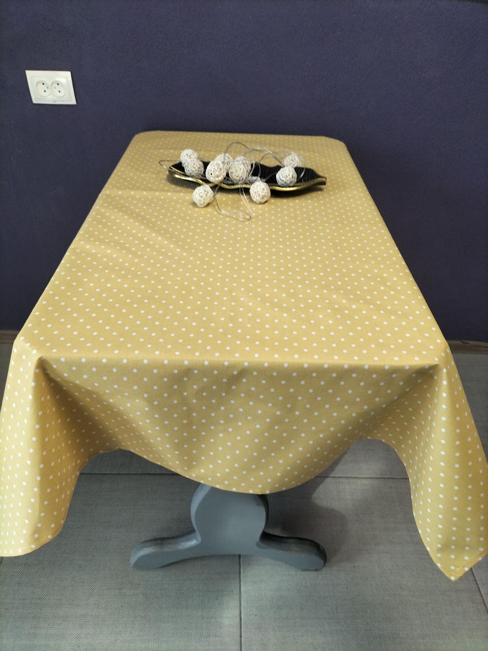 Скатерть хлопковая в горошек 110x160 см Горчичный (СК021)