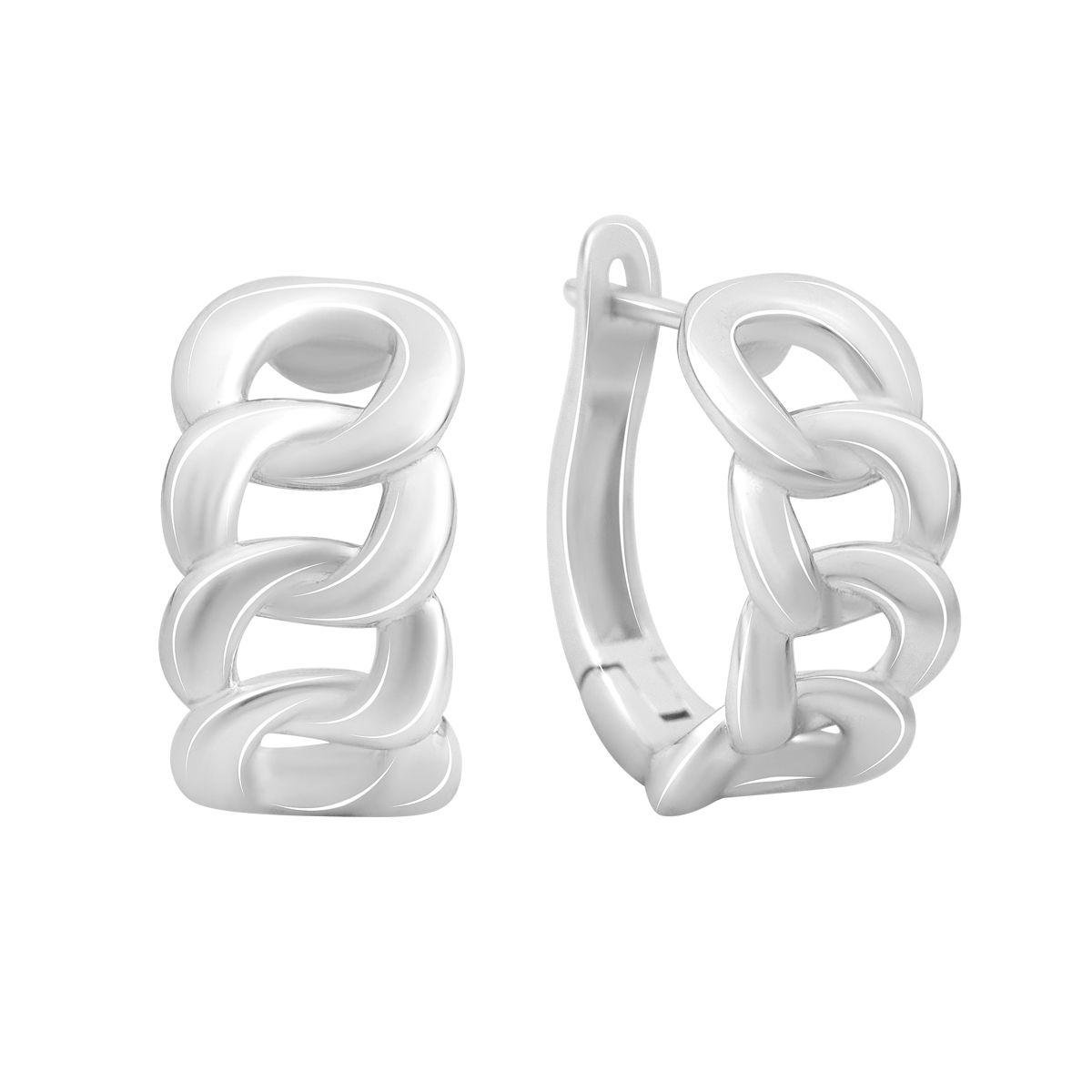 Серьги серебряные с дизайном цепочки Серьги серебряные с дизайном цепочки