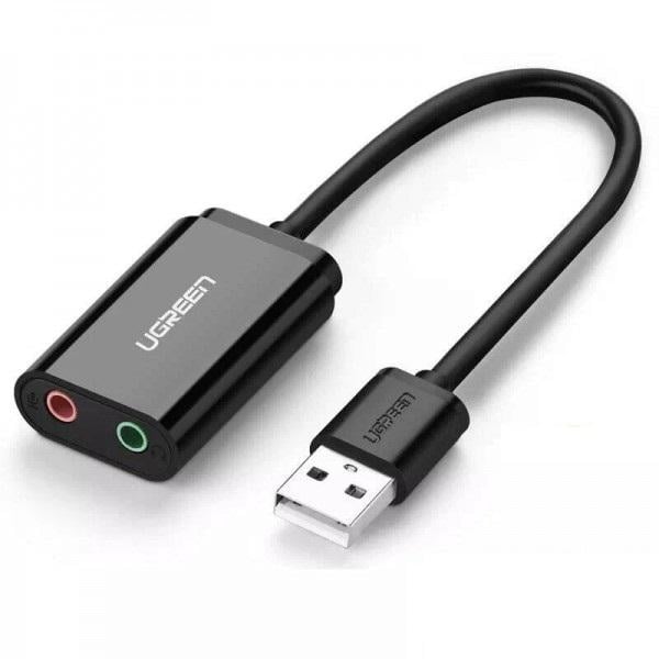 Звуковая карта UGREEN US205 USB 2.0 внешняя 15 см Black (30724)