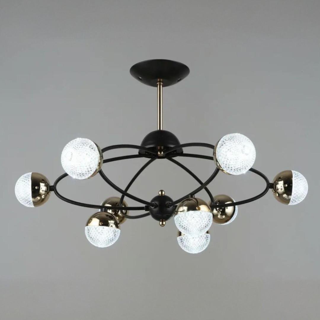 Люстра светодиодная Sirius на девять плафонов 108W 3000-6500К Черный/Золотой (B N5015/9 COFFEE+FGD)