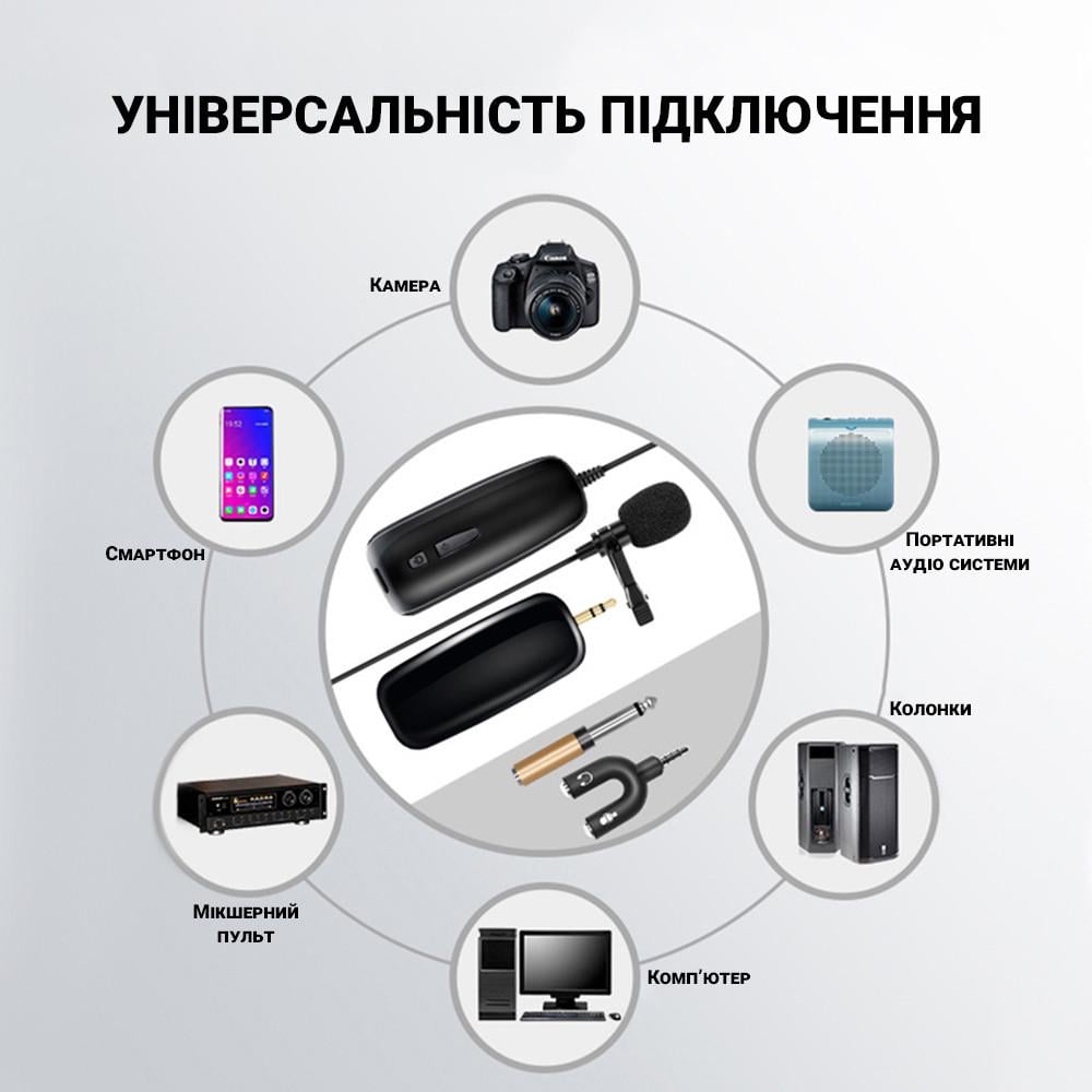 Микрофон беспроводной петличный Savetek P7-UHF 3-pin для телефона до 50 метров - фото 9