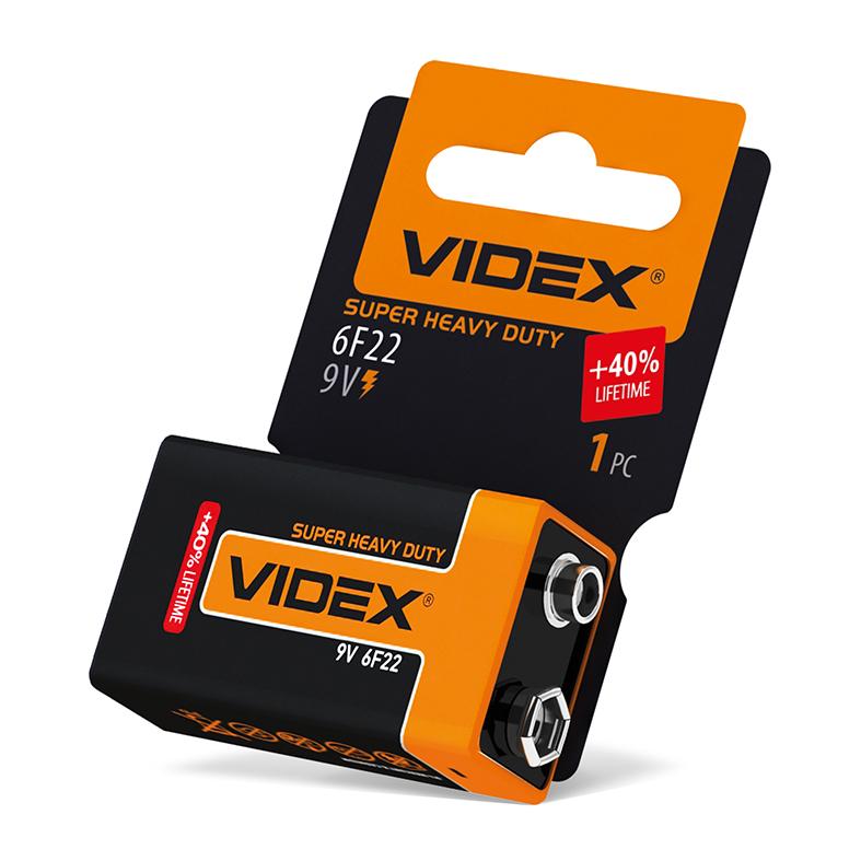 Батарейка солевая Videx 6F22/9V SHRINK Card (6F22-9V-SC)