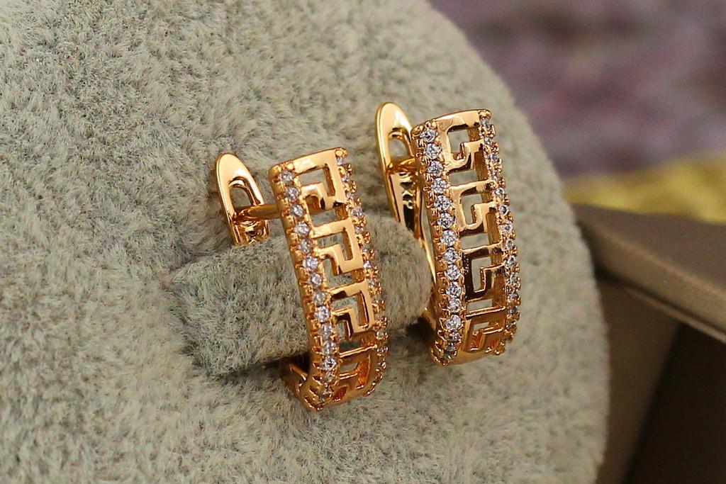 Серьги Xuping Jewelry элада с греческим узором 1,7 см Золотистый (1934064148)