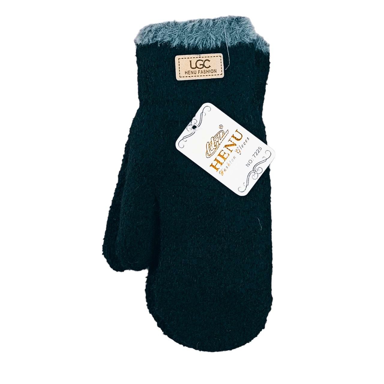 Перчатки женские Тедди с мехом M-L Черный (47090)