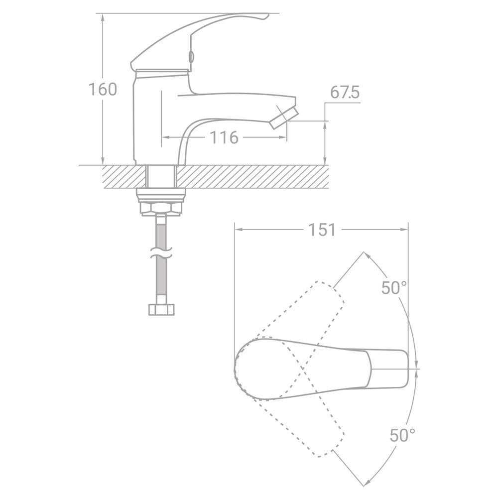 Смеситель для раковины TAU SL на шпильке ⌀ 40 (SL-2A143C) - фото 2