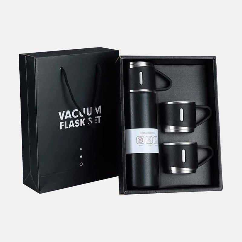 Набор Vacuum Flask термос и 3 чашки для горячих напитков 500 мл Black - фото 3 Набор Vacuum Flask термос и 3 чашки для горячих напитков 500 мл Black - фото 3