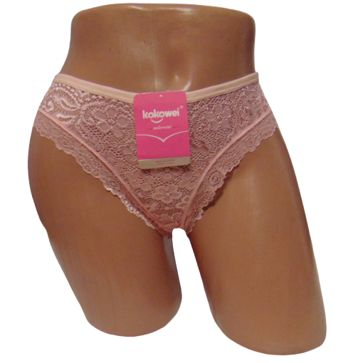 Женские трусы в рубчик Kokowei 151 с кружевом 2XL Розовый (1766587567)