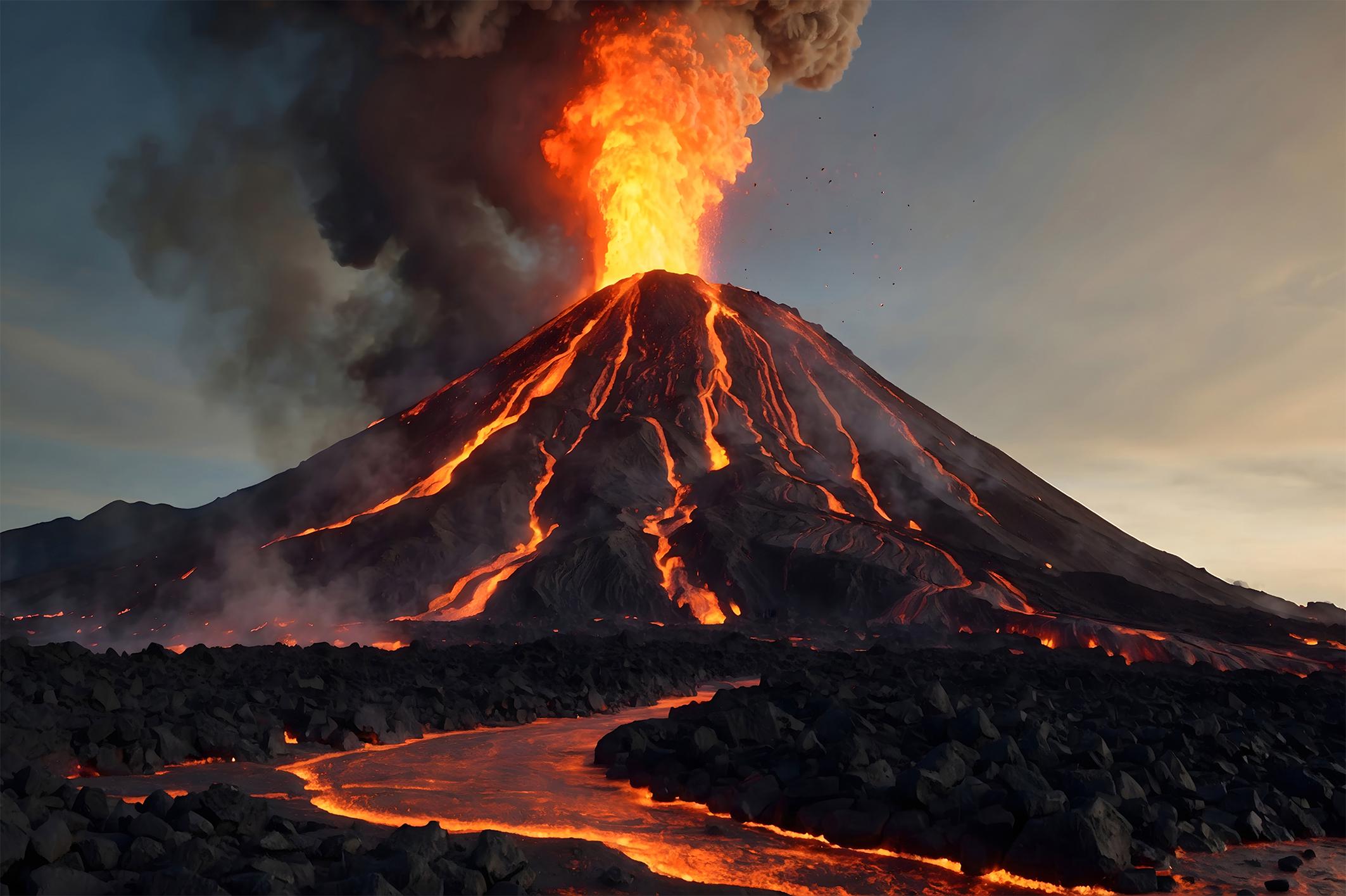 Фотообои флизелиновые Upstream Вулкан с лавой 180х120 см (S5NTR-112/2)