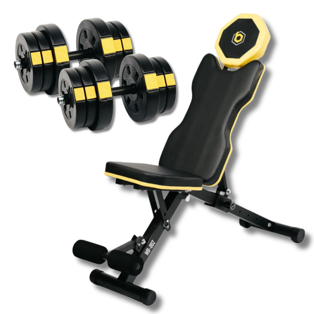 Спортивна лава Besport PowerPro WB-002 з гантелями 2х21 кг (5230)