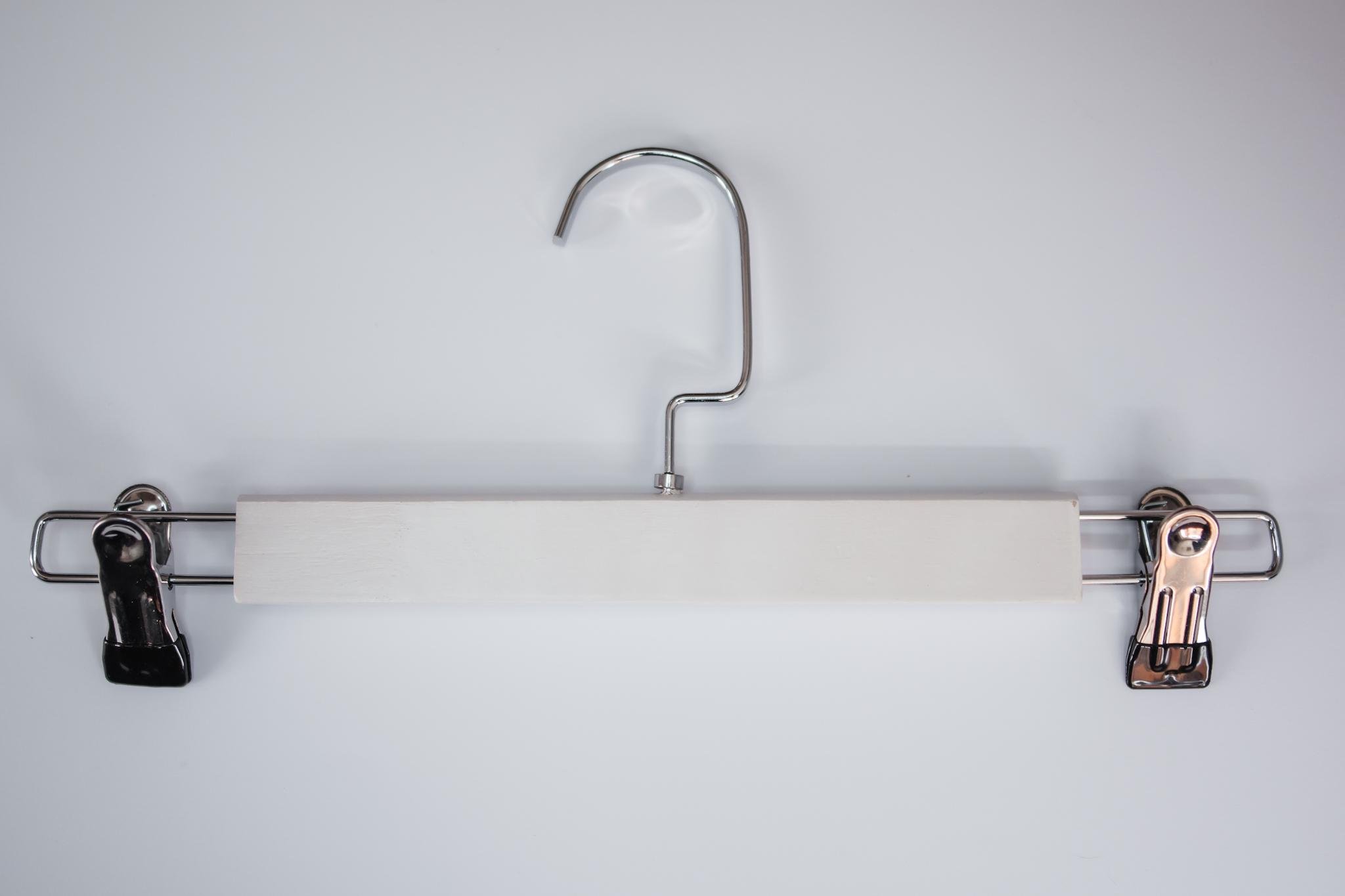 Вешалка плечики ИВА с прищепками для юбок и брюк с деревянной вставкой 33 см Белый