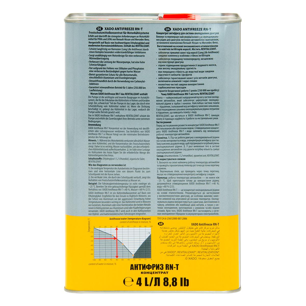 Антифриз для двигуна XADO Antifreeze RN-T Концентрат 4 л - фото 3 Антифриз для двигуна XADO Antifreeze RN-T Концентрат 4 л - фото 3