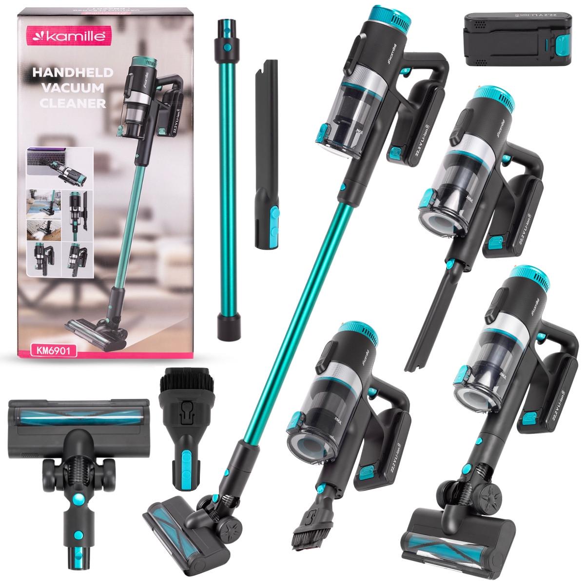 Пылесос беспроводной Kamille KM6901 вертикальный 2в1 120 Вт Черно-зеленый (106-84-6901) - фото 2 Пылесос беспроводной Kamille KM6901 вертикальный 2в1 120 Вт Черно-зеленый (106-84-6901) - фото 2