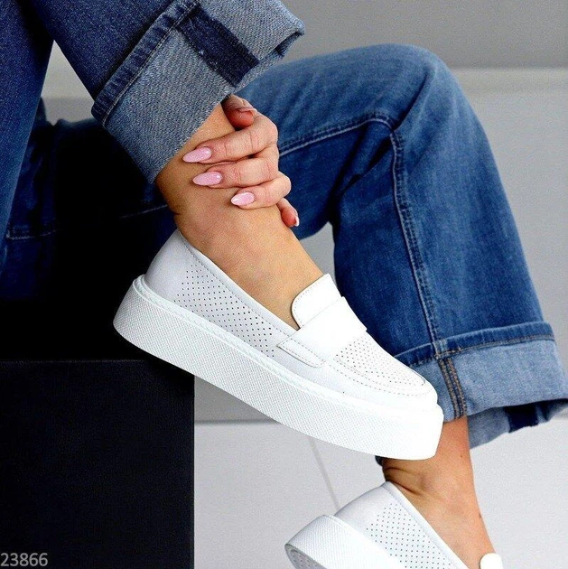 Лоферы женские KDSL кожаные с перфорацией р. 38/24,5 см Белый (23866-38)