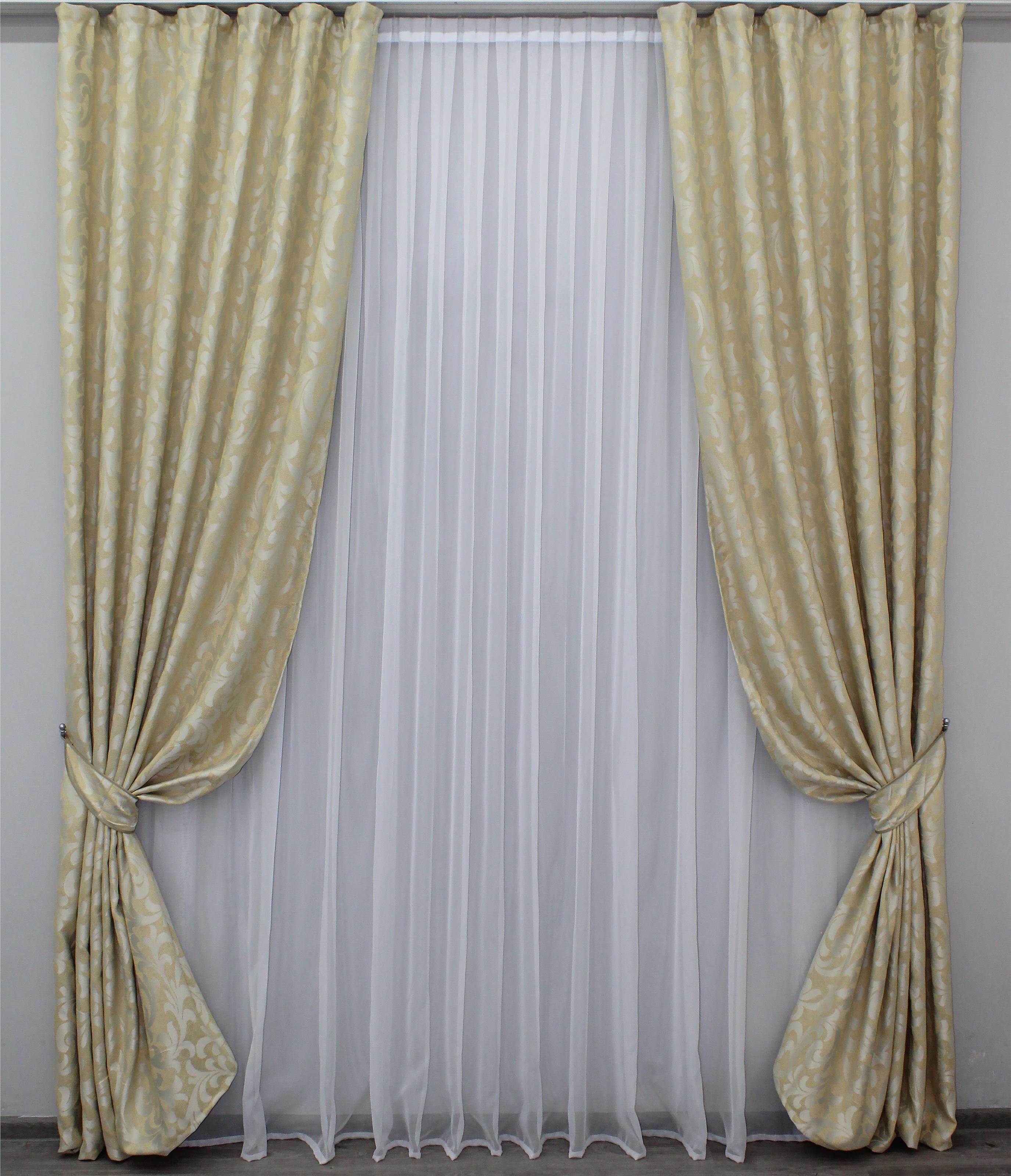Комплект штор VR-Textil Вензель № 1067ш лен 150х270 см 2 шт. Желтый (30-860)