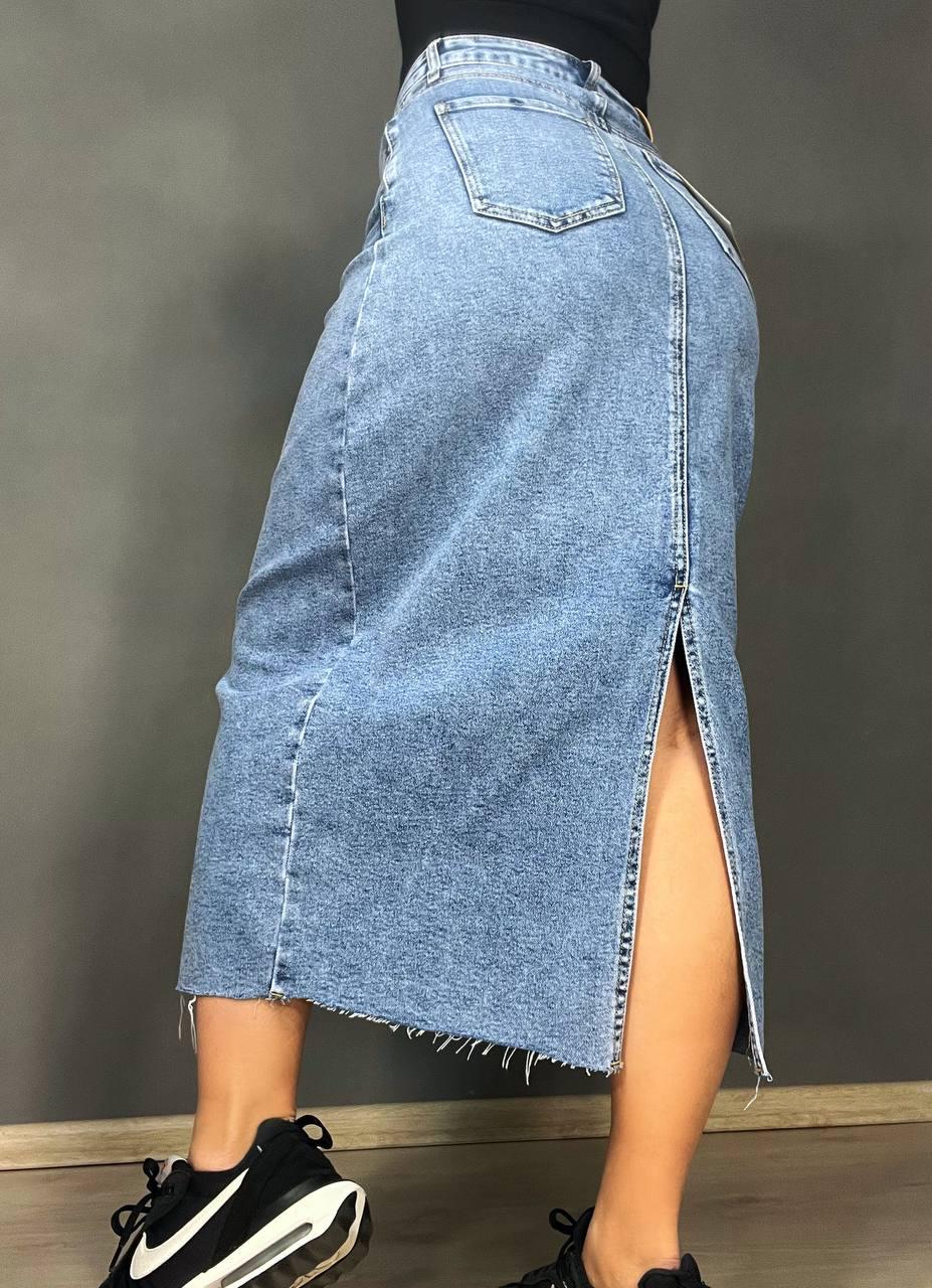 Спідниця жіноча джинсова Moss 503 довга асиметрична з розрізом р. 28 Блакитний (4079) - фото 2 Спідниця жіноча джинсова Moss 503 довга асиметрична з розрізом р. 28 Блакитний (4079) - фото 2