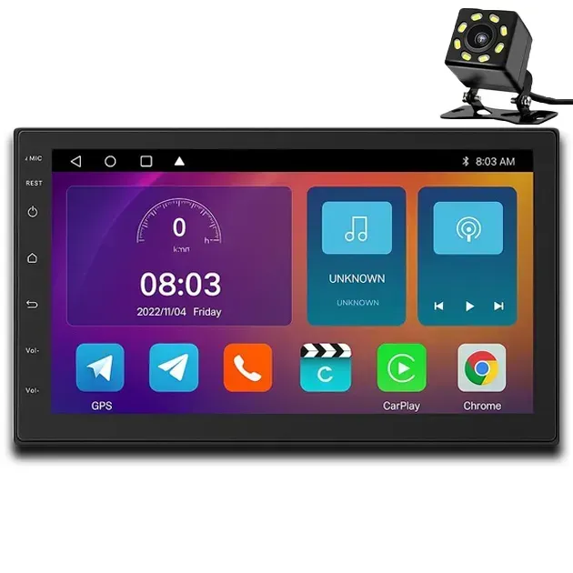 Магнитола Podofo Android 2/32 ГБ 2DIN CarPlay GPS Wi-Fi с камерой заднего обзора Магнитола Podofo Android 2/32 ГБ 2DIN CarPlay GPS Wi-Fi с камерой заднего обзора