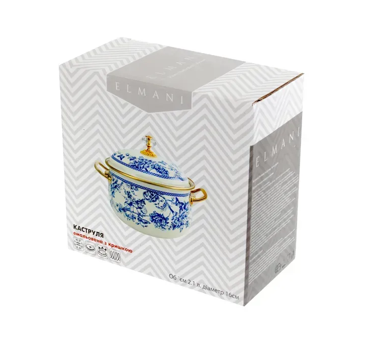 Каструля емальована BUTTERFLY Elmani з кришкою 2,1 л 16 см (763-027) - фото 8