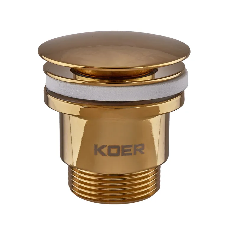 Клапан донний для раковини KOER PW-01-10 1 1/4" автоматичний Click-Clack Золотий (KR5193)