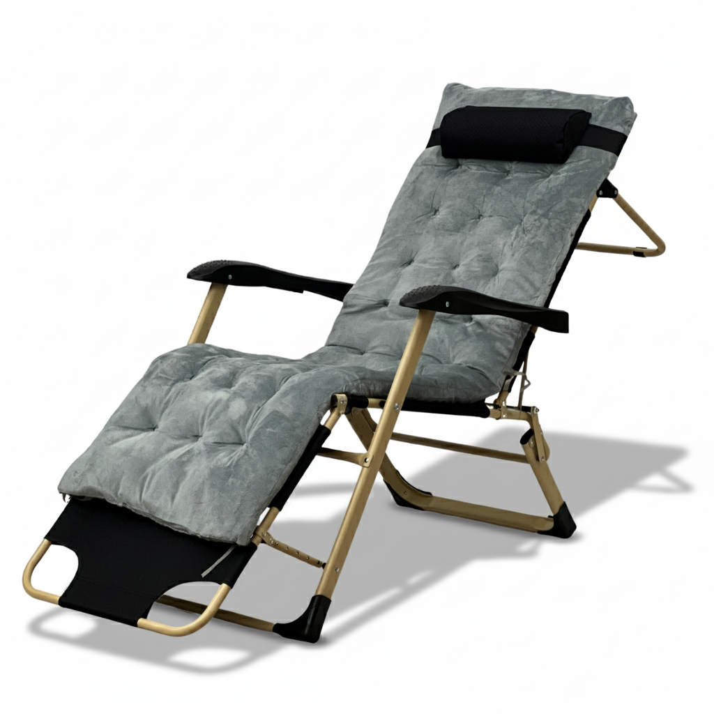 Кровать с матрасом и подголовником раскладная LEOBRO 175х66х77 см с регулировкой спинки Grey (leo-140792)