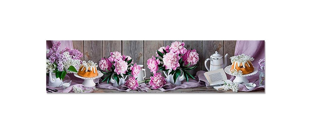 Фартук кухонный Пионы и сирень 60х250 см Розовый