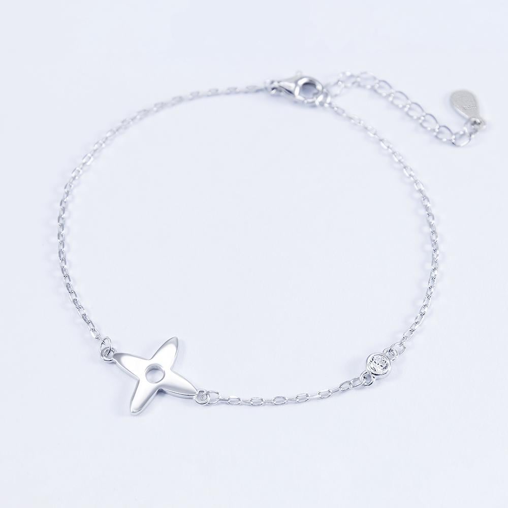 Срібний браслет з квіткою із чотирьох пелюсток (b2cr-20)