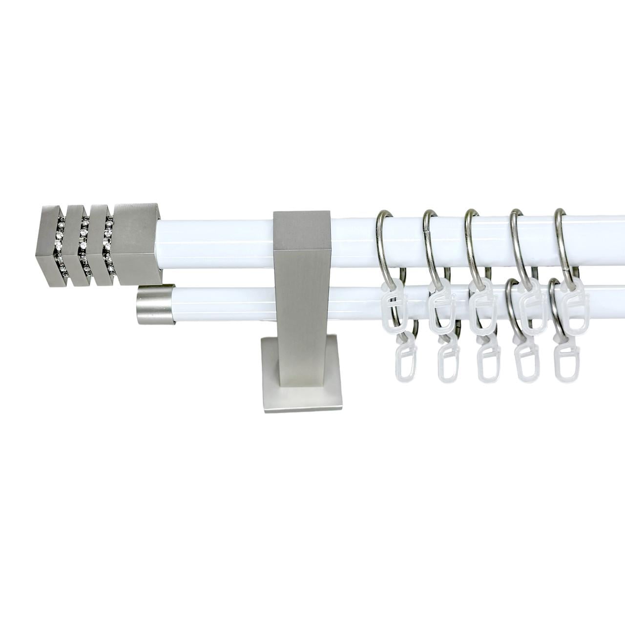 Карниз для штор Orvit Ацтека двухрядный 25/19 мм техно 200 см Белый/Сатин (009-1187)