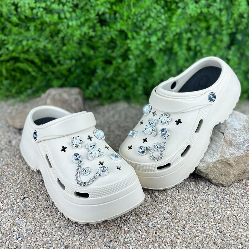 Крокси жіночі Е-0010288-2 з джибітсами на платформі p. 36 22,5-23 см Бежевий (85444274)