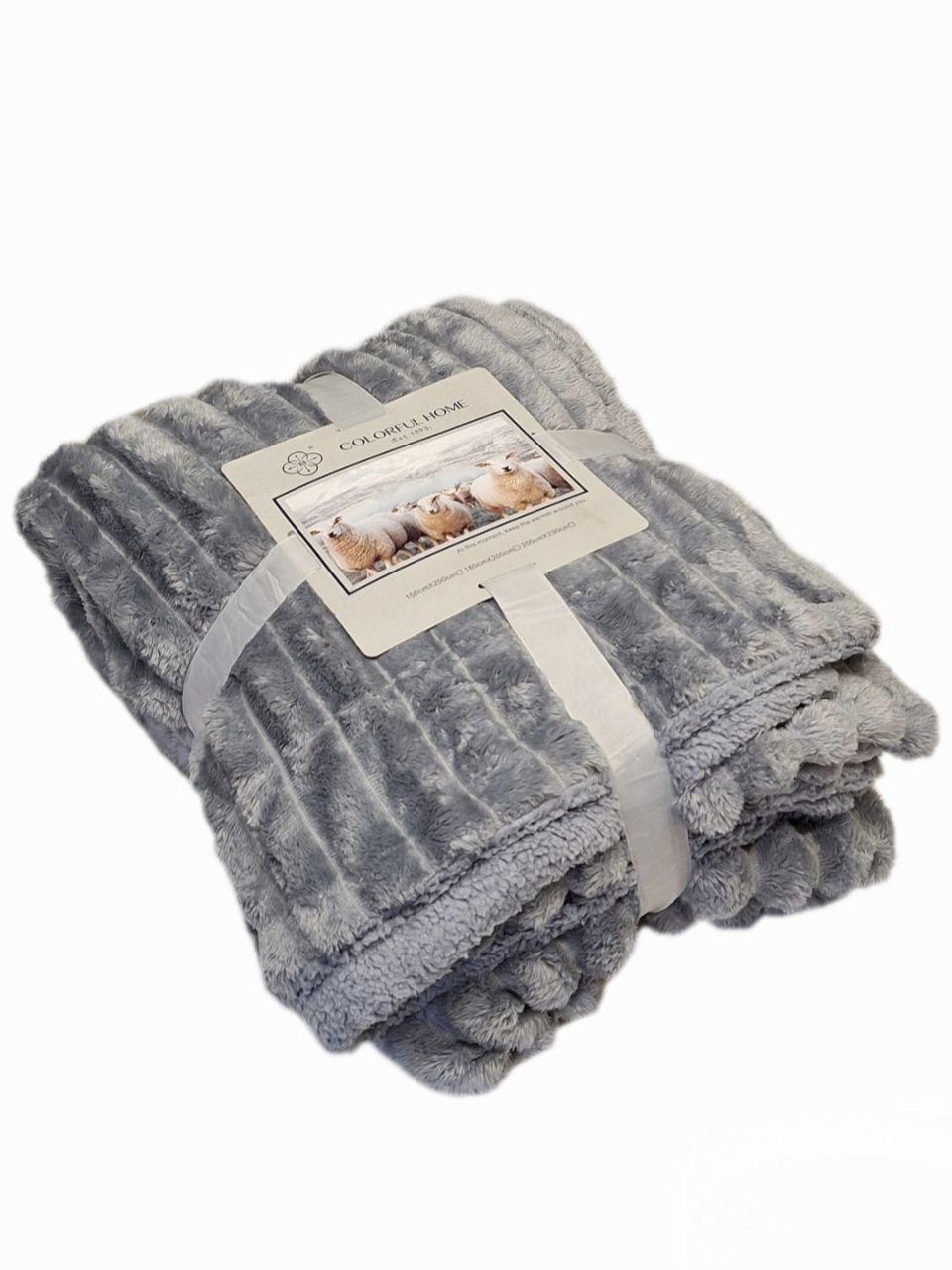 Плед на овчине Шарпей Королевская полоска 200x220 см Серо-голубой (1565) - фото 1 Плед на овчине Шарпей Королевская полоска 200x220 см Серо-голубой (1565) - фото 1