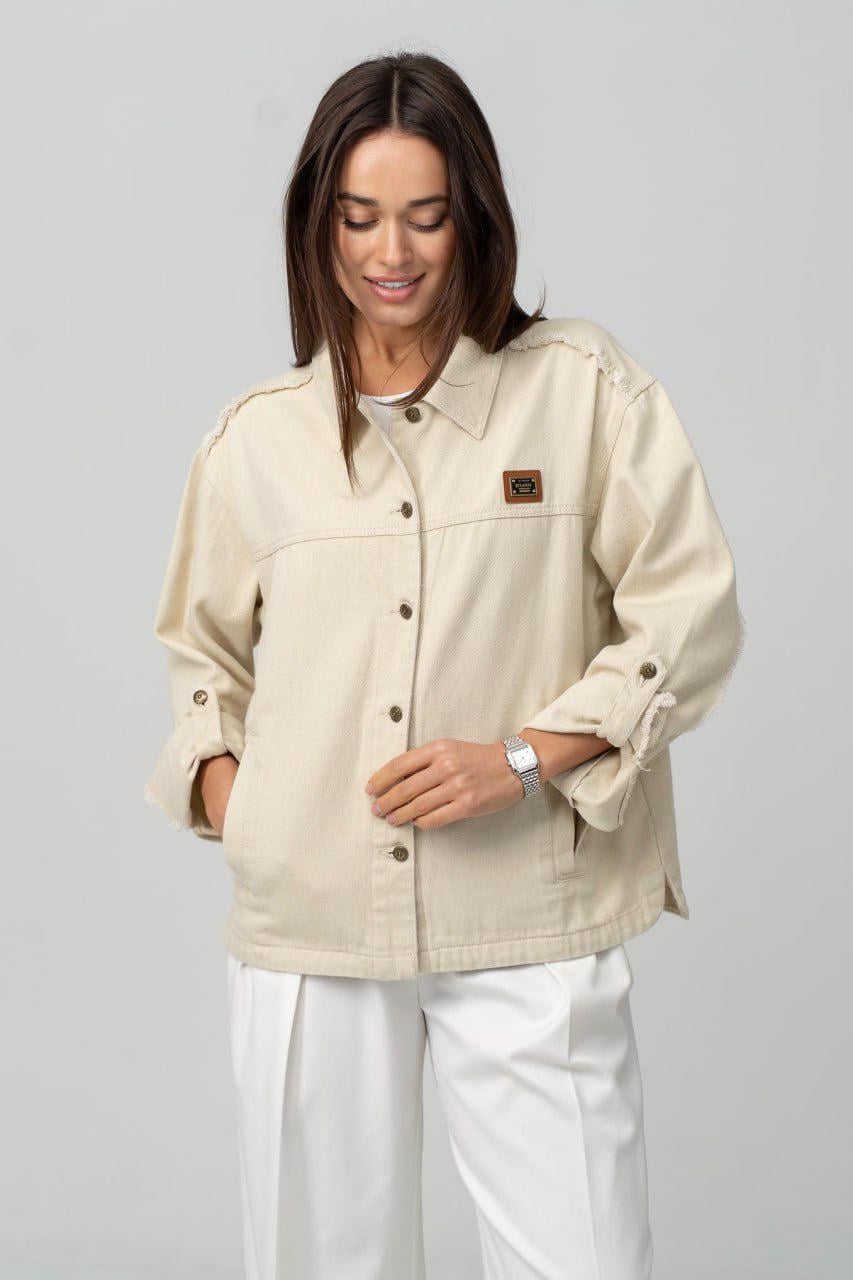 Куртка-блейзер женская джинсовая 6XL Айвори (33297816)