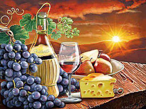 Алмазная мозаика на подрамнике Натюрморт на закате 40x50 см (DM.225-pdr)