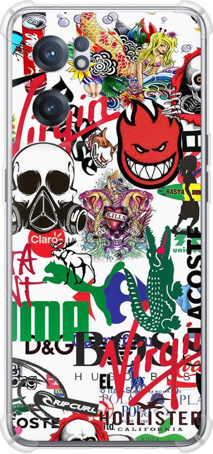 Чехол на OnePlus Nord CE 2 Many different logos (4022sp-2589-42517)