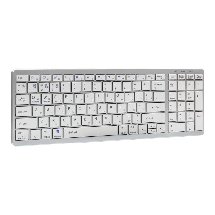 Клавиатура беспроводная JEQANG JB-387 Bluetooth 2.4GHz USB-C 99 клавиш Белый (34765996)