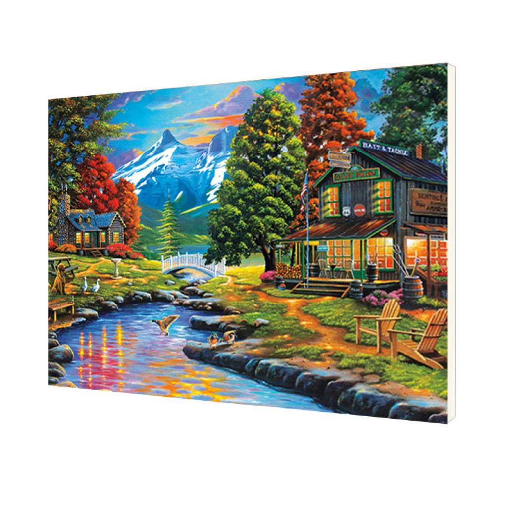 Картина по номерам Lesko DIY Домики у воды 40x50 см (WH3026)