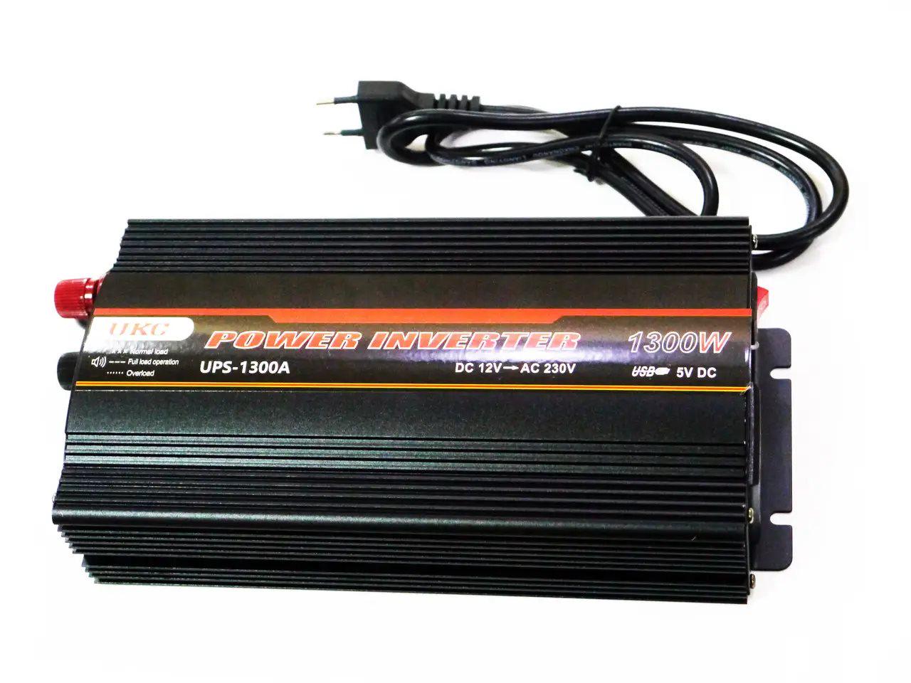 Инвертор автомобильный UKC 12 V-220 V 1300W с зарядкой аккумулятора Черный (15004229) - фото 4