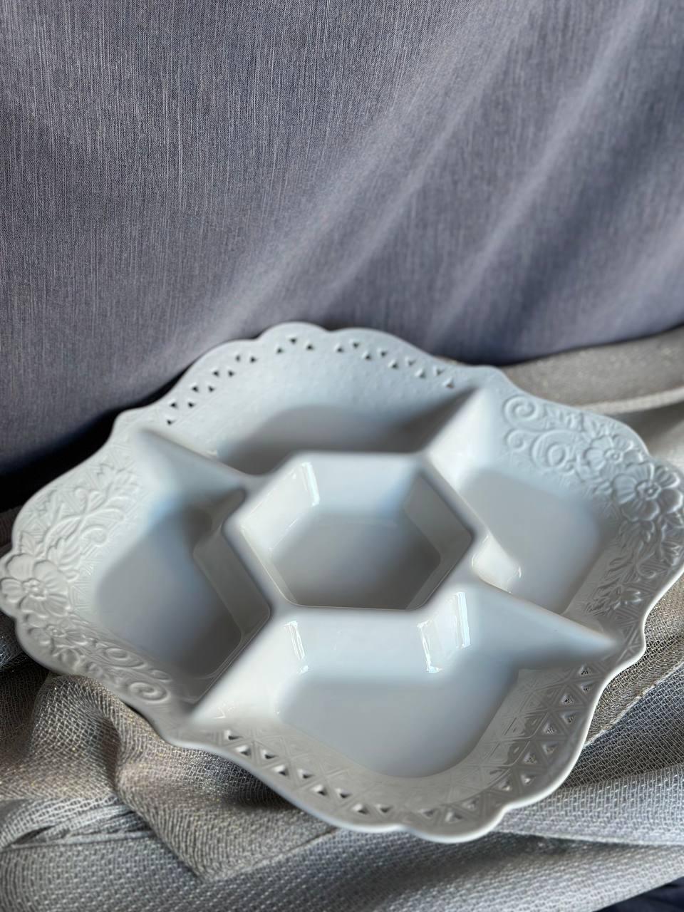 Менажниця TS Kitchen керамічна 32 см 5 секцій Білий (24628203) - фото 6 Менажниця TS Kitchen керамічна 32 см 5 секцій Білий (24628203) - фото 6