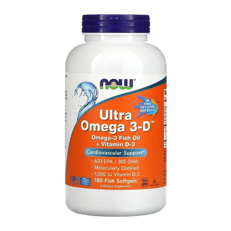 Рыбий жир NOW Ultra Omega 3-D 180 капс. (10754-01)