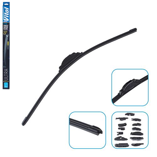 Щітка склоочисника безкаркасна Vitol ultra 22 13 адаптерів 560 мм (VU-22560) - фото 2 Щітка склоочисника безкаркасна Vitol ultra 22 13 адаптерів 560 мм (VU-22560) - фото 2