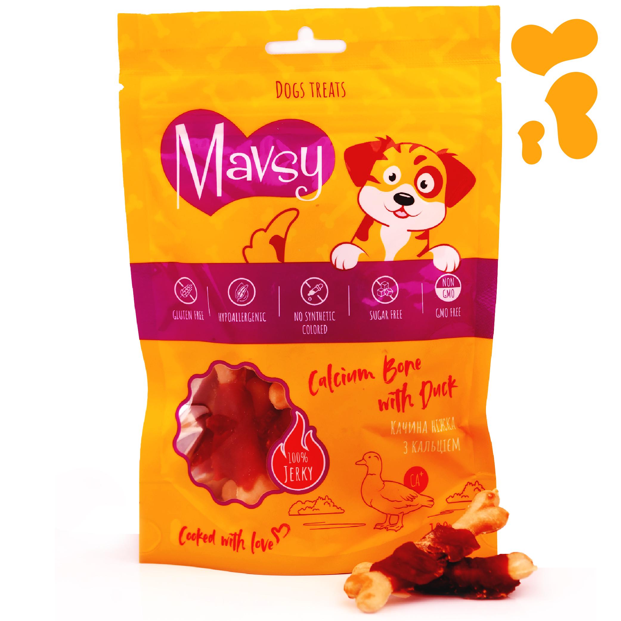 Ласощі для собак MAVSY Calcium bone with duck for dogs Качина ніжка з кальцієм 100 г (13501970) - фото 5