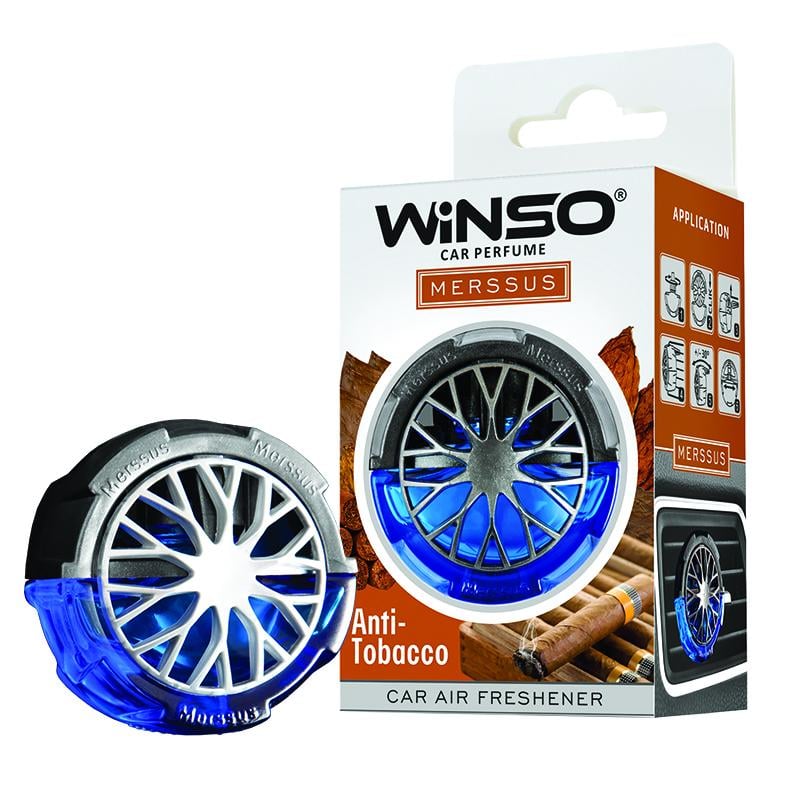 Ароматизатор WINSO Merssus на дефлектор с регулировкой интенсивности 18 мл Anti Tobacco (534380)
