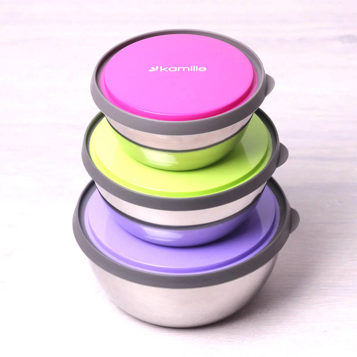 Набор емкостей Kamille 2111 из нержавеющей стали с пластиковыми крышками 3 шт. (611365452bb0b30545287a78) - фото 5 Набор емкостей Kamille 2111 из нержавеющей стали с пластиковыми крышками 3 шт. (611365452bb0b30545287a78) - фото 5