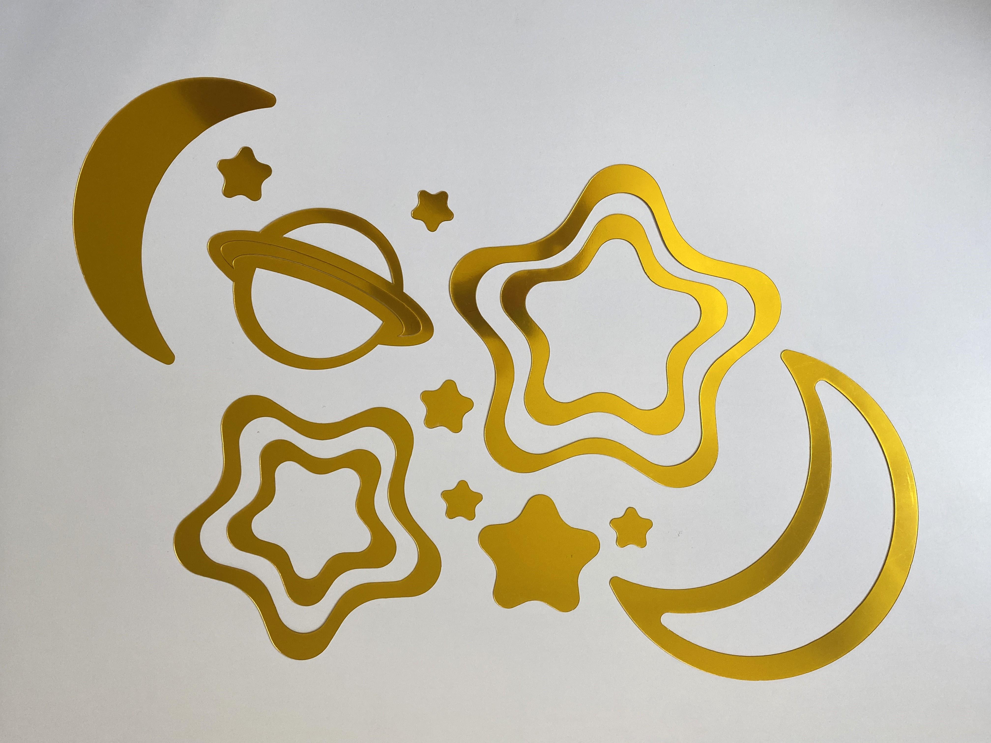 Наклейка на стену зеркальная Galaxy акриловая для декора интерьера 13 шт. Золотой