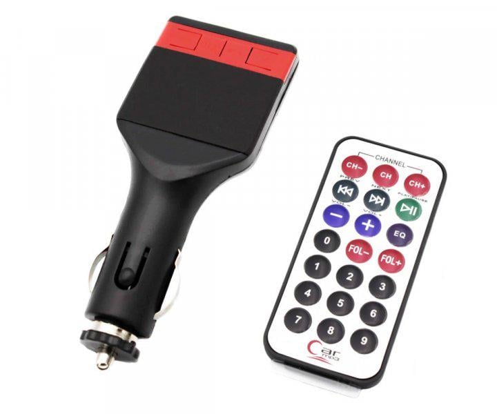 Трансмиттер в авто FM 04 с LCD-дисплеем MP3/USB пульт ДУ Черный/красный (535786)